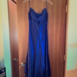 Indigo satin formal dress